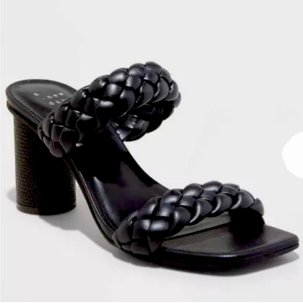A New Day Black Braided Heels
